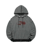 【niceghostclub】STRIPE RUSH 3STAR HOODIE ZIP UP [ GREY / BLACK ]