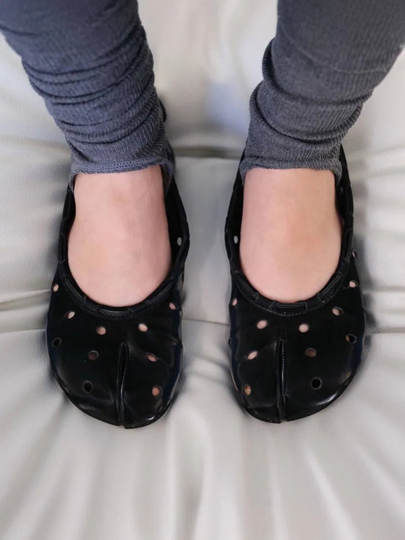 【PAES】Leather String Flat [ Black / Cheese ]
