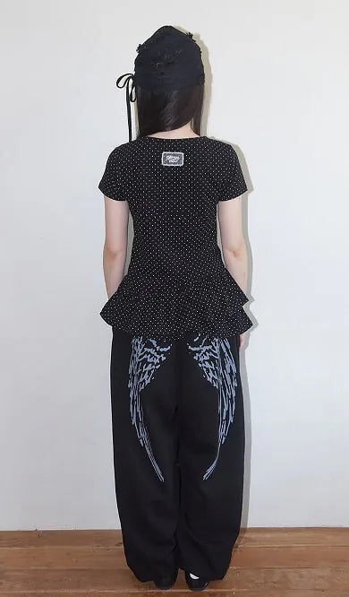 【Fancy Club】FRILL LAYERED DOT TEE [White / Black]