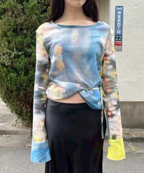 【PAMM】綁帶渲染薄長袖 - 3 colors