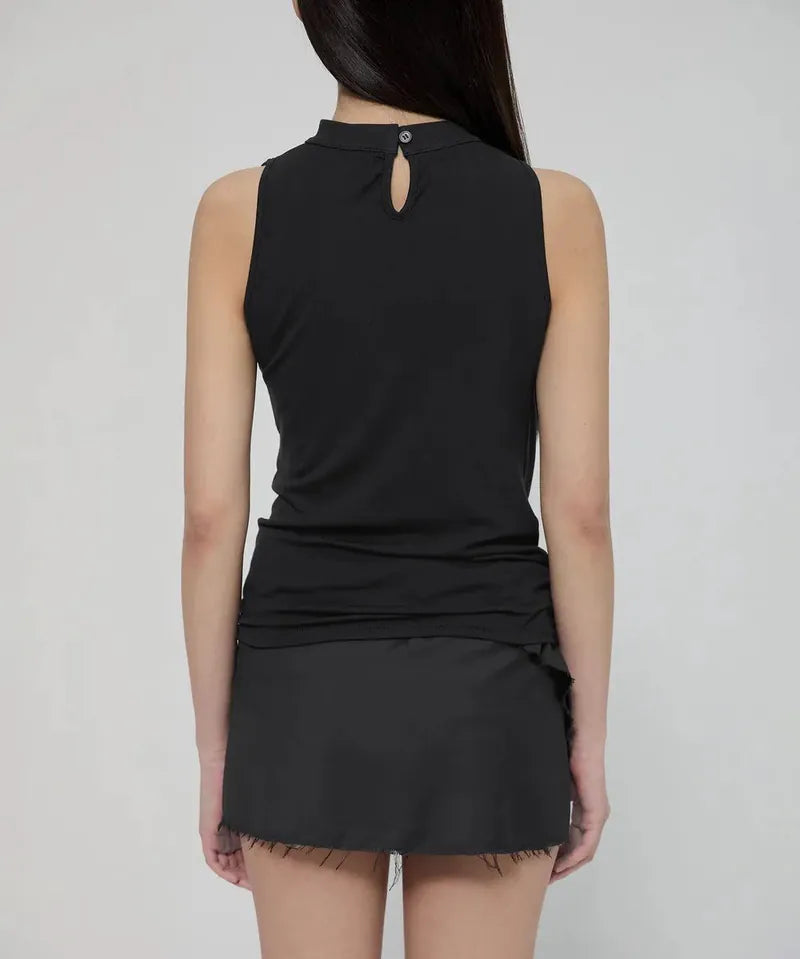 【Flare up】Draped Sleeveless Top [Black / White / Gray]
