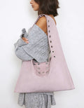 【Polysooem】EYELET SUEDE SHOULDER BAG [ YELLOW BROWN / PINK ]