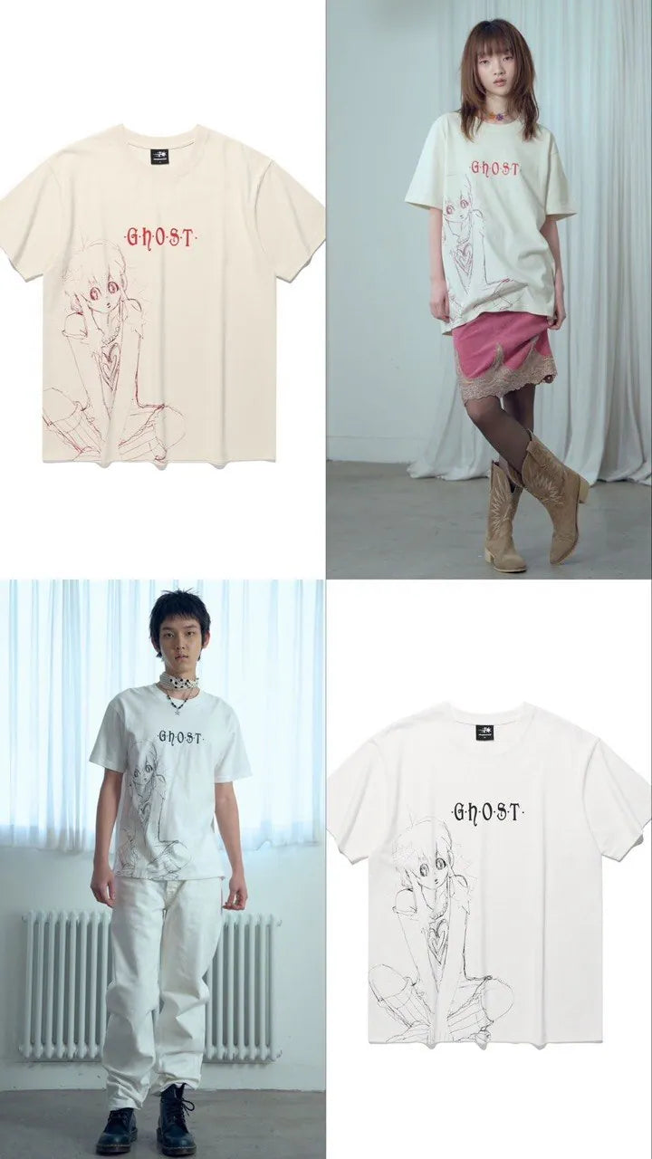 【niceghostclub】star girl tee [ ivory / white ]