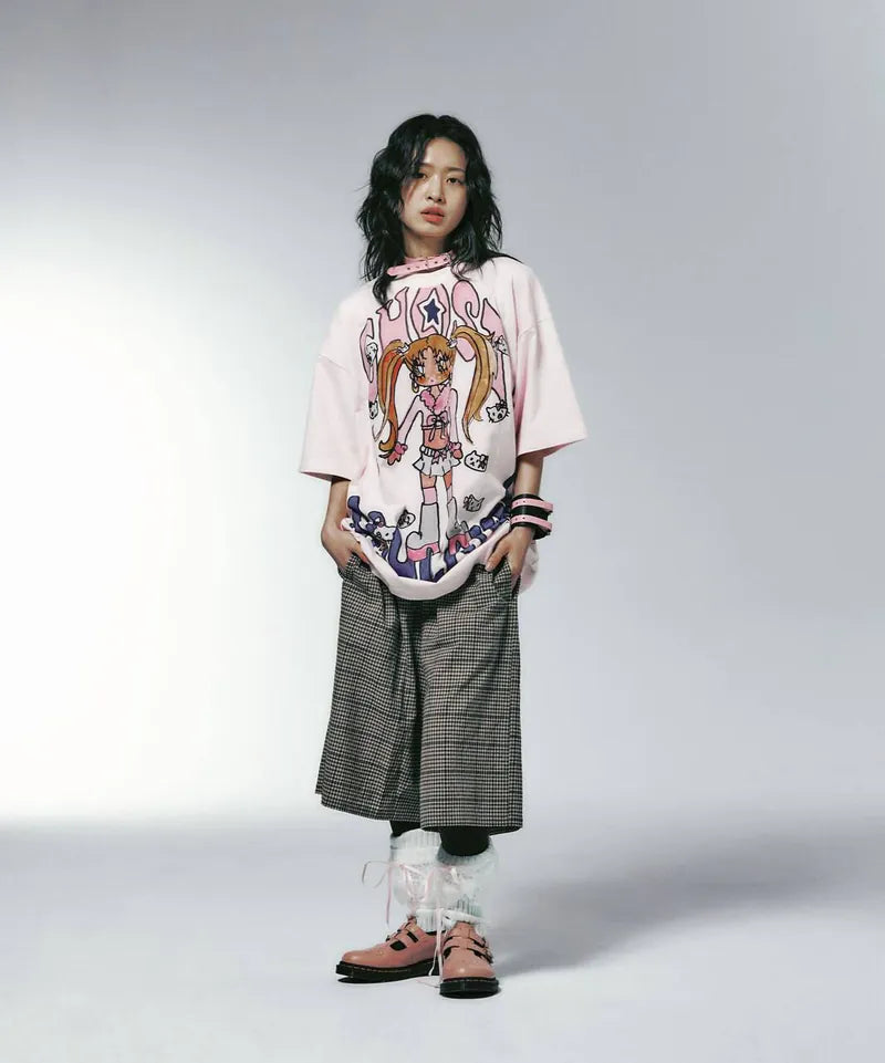 【niceghostclub】[ x soulpusssy cat ] ghostsoulgirl gyaru big big tee [pink/white]