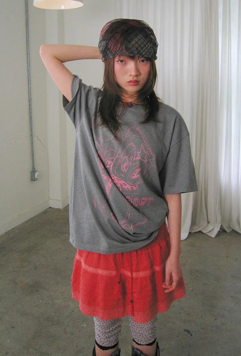 【niceghostclub】warped dolly tee [ grey / white ]