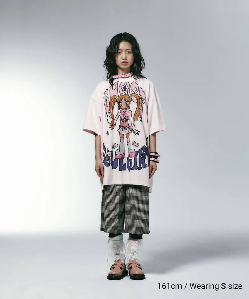 【niceghostclub】[ x soulpusssy cat ] ghostsoulgirl gyaru big big tee [pink/white]