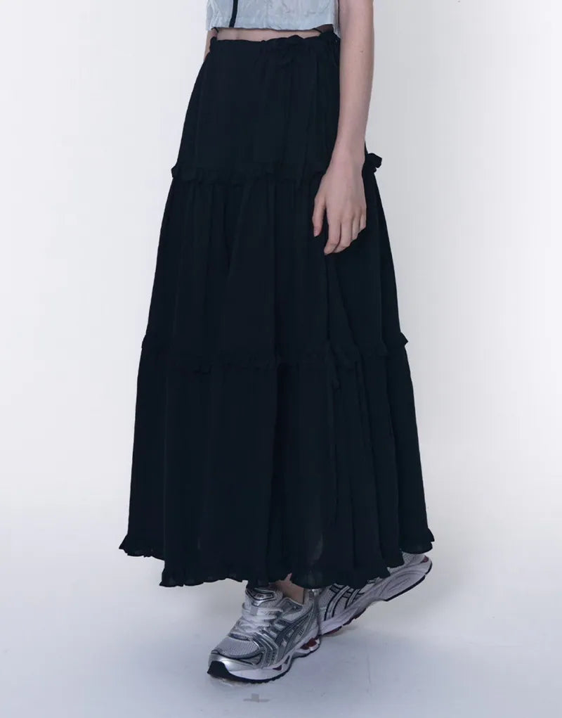 【PLACESTUDIO】鬆緊腰圍蛋糕長裙 - 3 colors