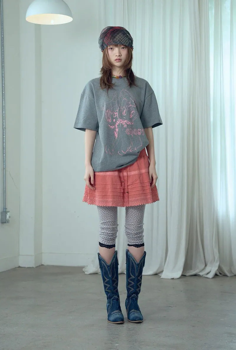 【niceghostclub】warped dolly tee [ grey / white ]