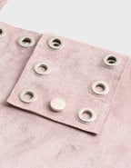 【Polysooem】EYELET SUEDE SHOULDER BAG [ YELLOW BROWN / PINK ]