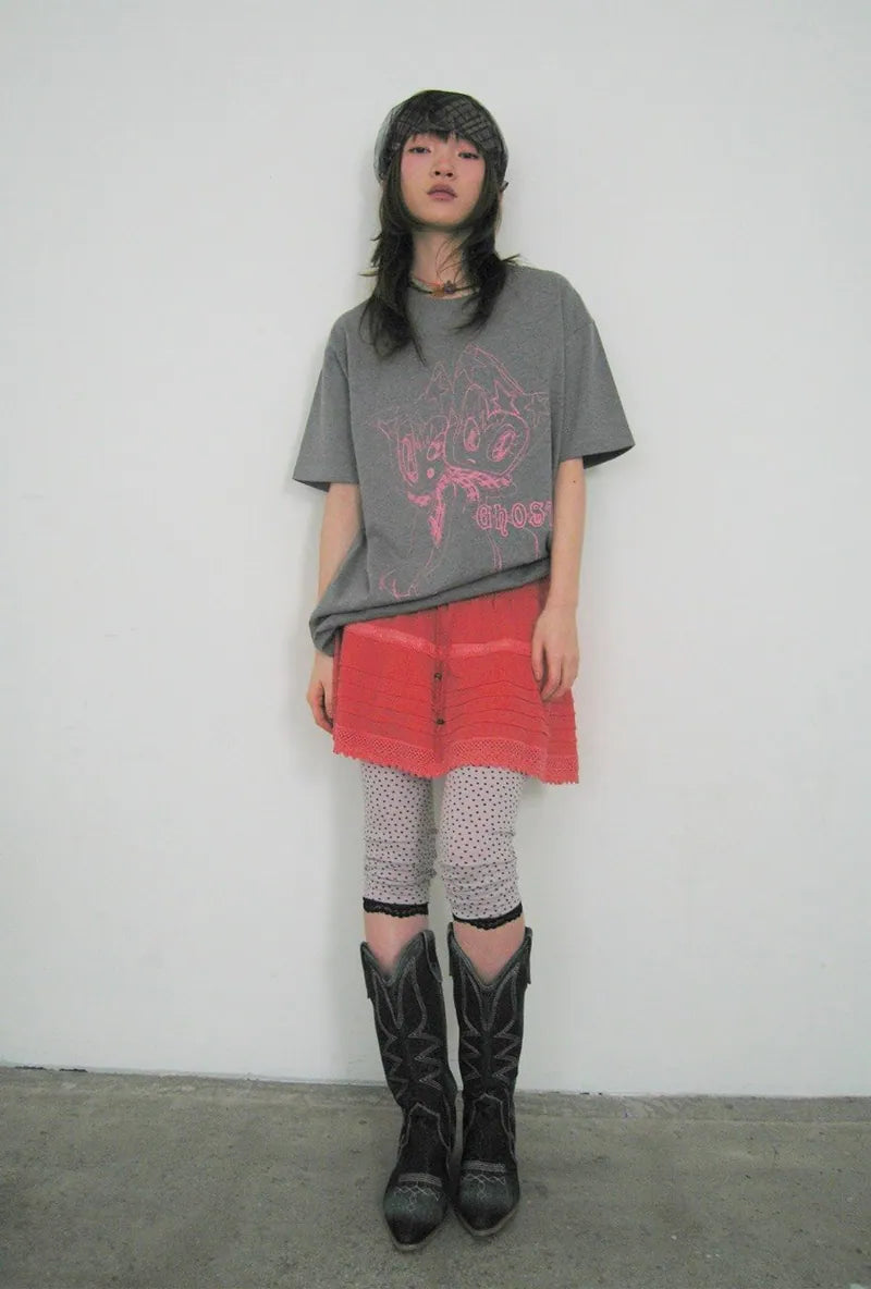 【niceghostclub】warped dolly tee [ grey / white ]