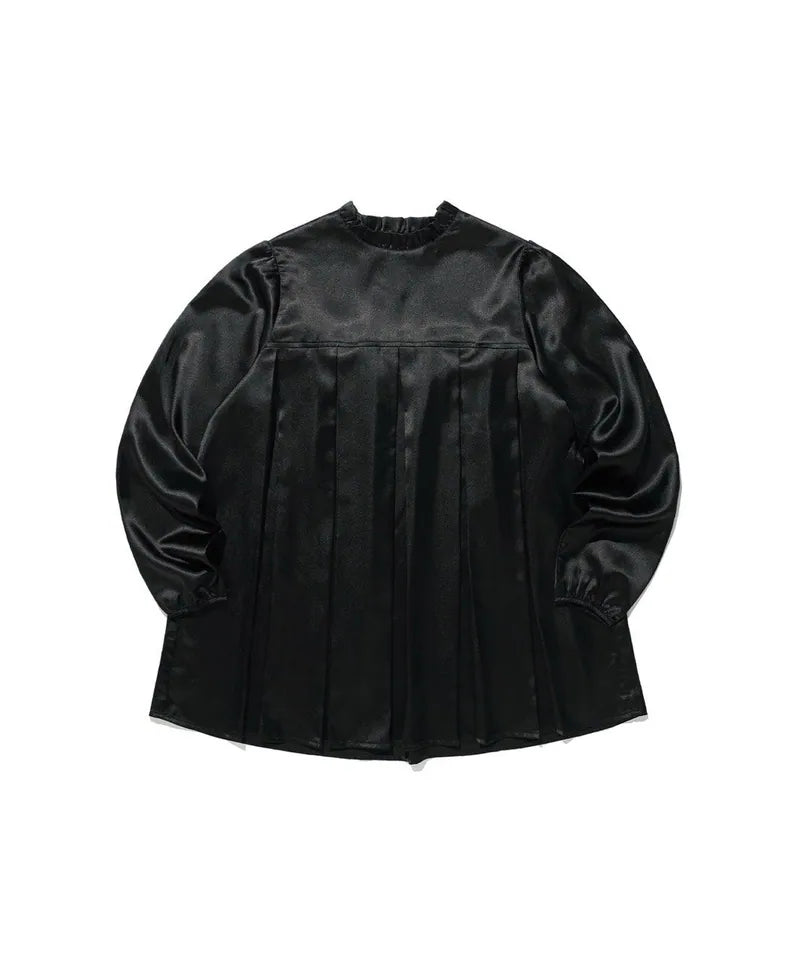 【niceghostclub】FFATS PLEATED PUFF SATIN DRESS [ BLACK ]