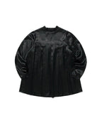 【niceghostclub】FFATS PLEATED PUFF SATIN DRESS [ BLACK ]