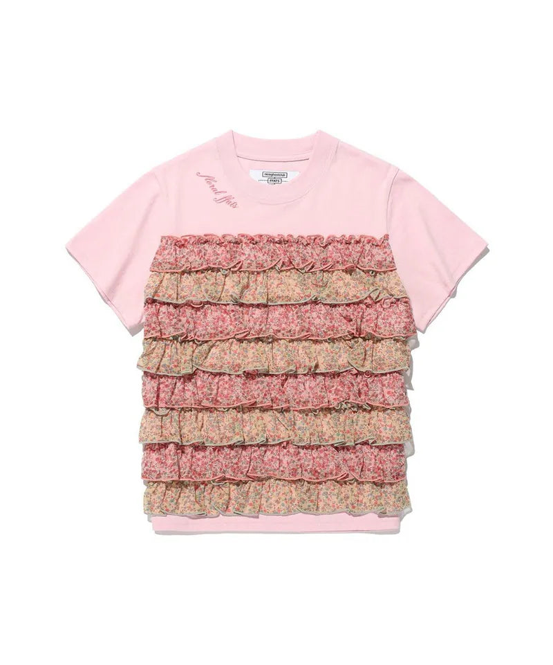 【niceghostclub】FFATS flower frill tee [ pink ]