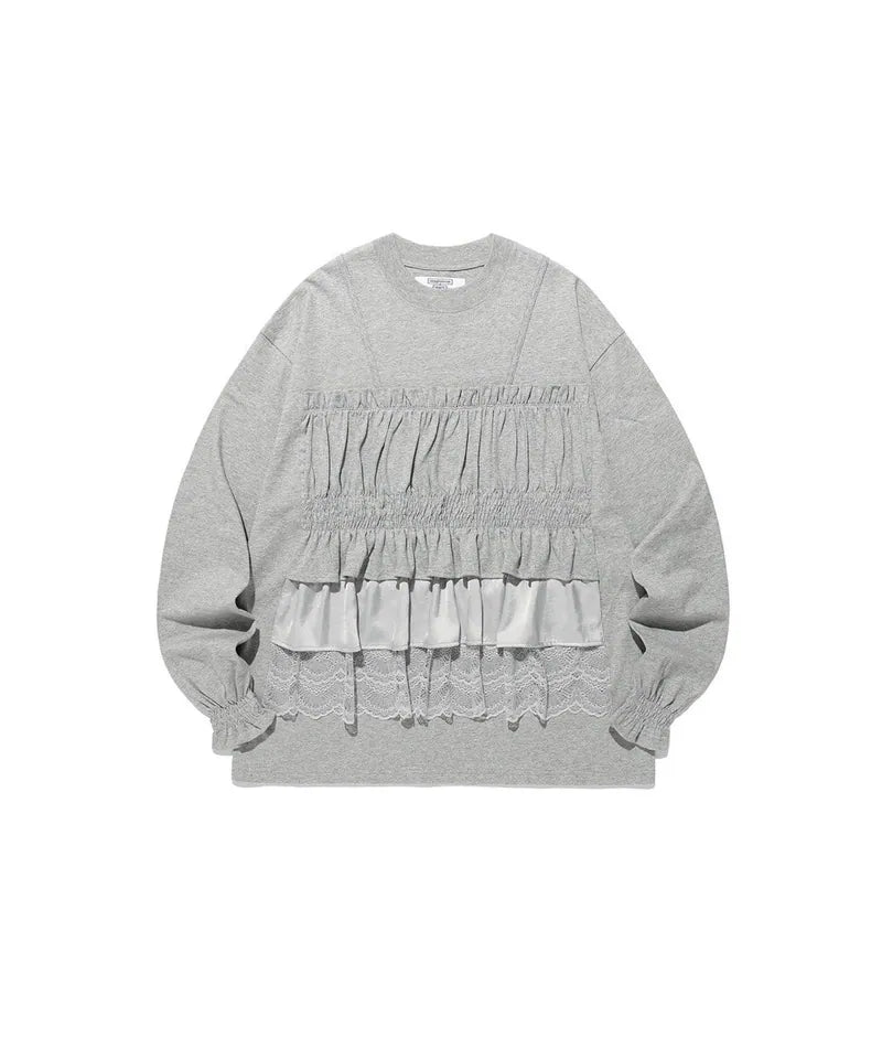 【niceghostclub】FFATS SHIRRING SLEEVELESS BIG BIG TEE [ GREY ]
