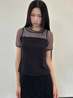 【Flare up】3-Layered T-Shirt [Black / Gray]