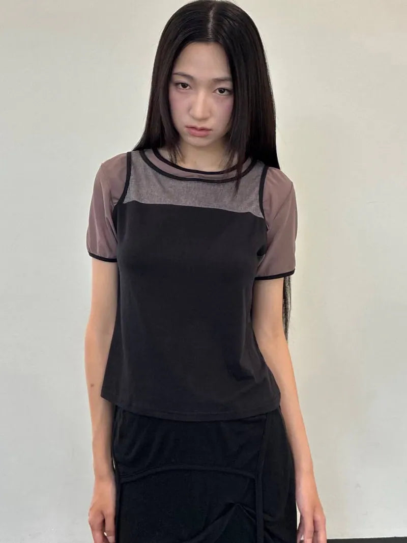 【Flare up】3-Layered T-Shirt [Black / Gray]