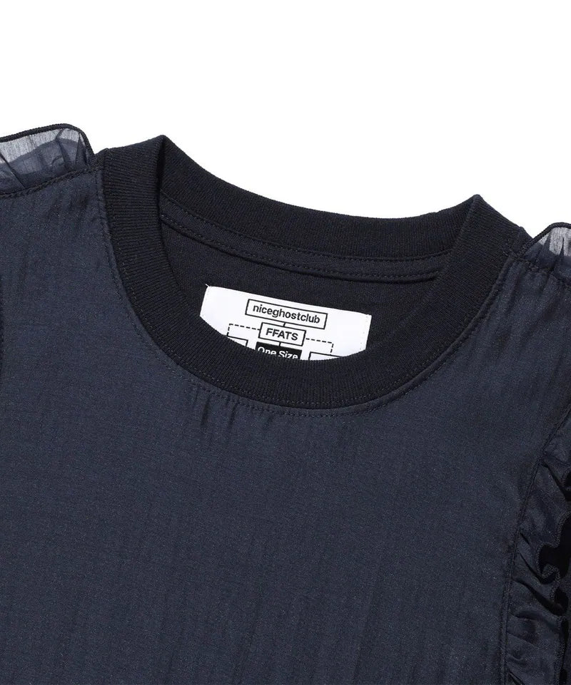 【niceghostclub】FFATS frill apron layered tee [ navy ]