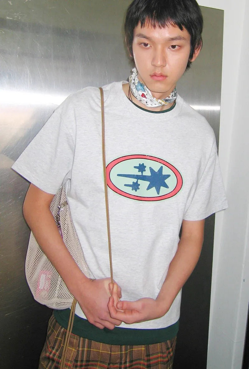 【niceghostclub】oval 3star logo tee [ charcoal / grey ]
