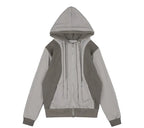 【Fancy Club】DYE-WASH LAYERED HOODED ZIP-UP [Charcoal / Brown]