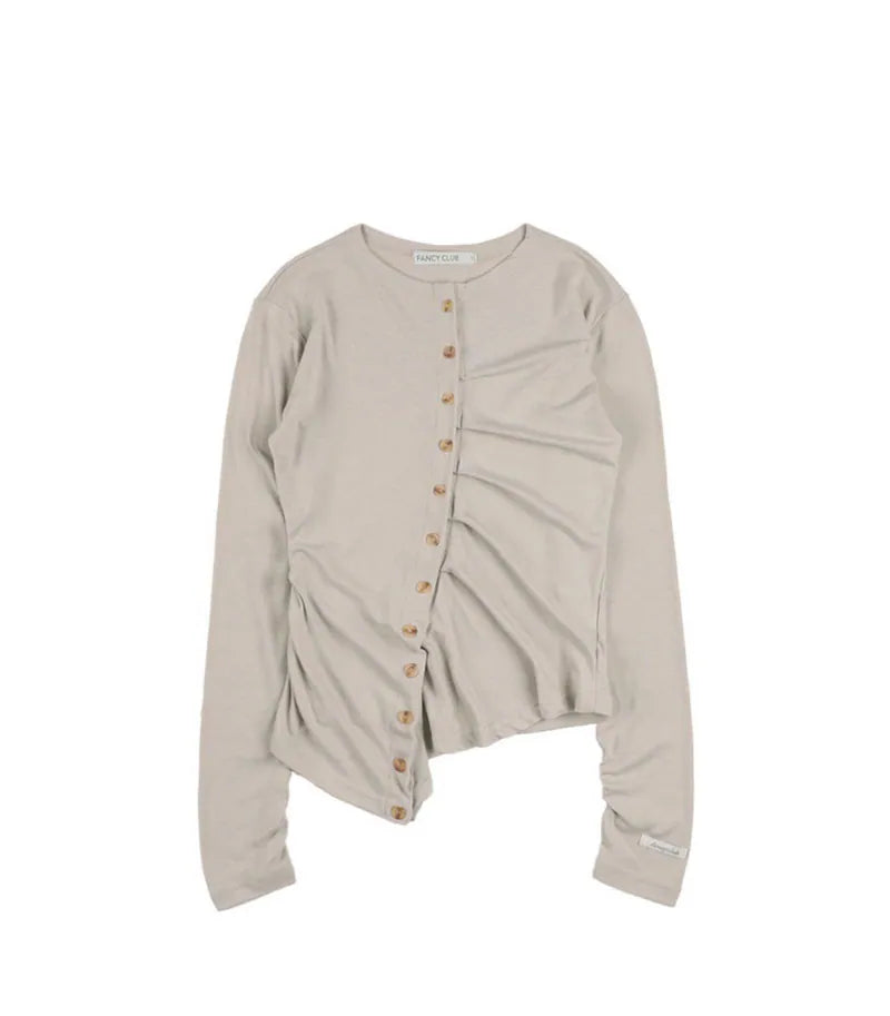 【Fancy Club】UNBALANCE SHIRRING CARDIGAN