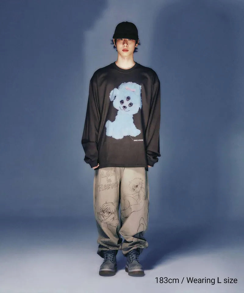 【niceghostclub】3eyes dog big big tee [brown / white]