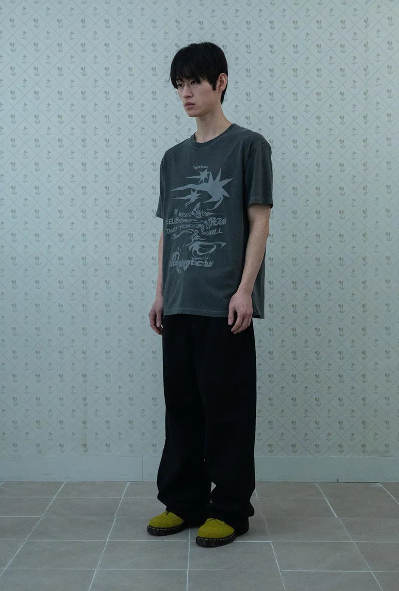 【niceghostclub】tornado logo pigment tee [Charcoal / Pink]