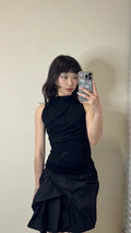 【Flare up】Draped Sleeveless Top [Black / White / Gray]