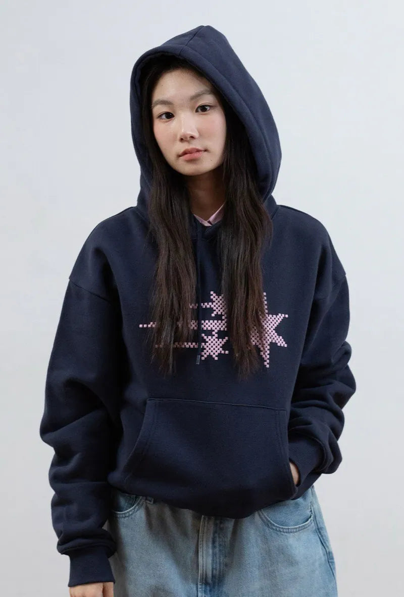 【niceghostclub】 MOSAIC 3STAR CROP HOODIE [BROWN / NAVY]