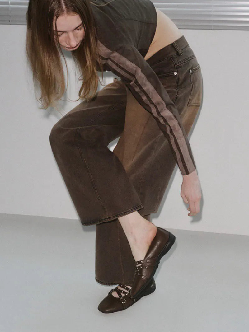 【KHIHO】Travel Flat Mary Jane [ Black / Brown ]