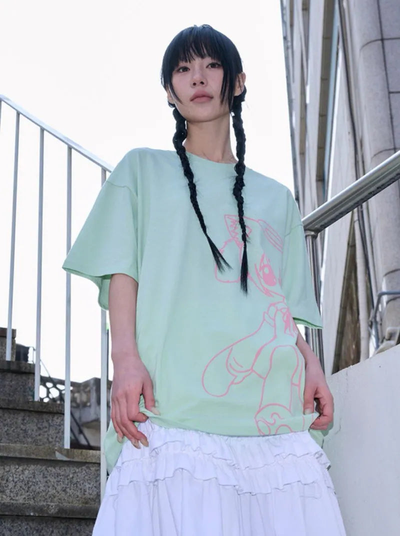 【itzavibe】CAT GIRL T SHIRT [ WHITE / BLACK / MINT ]