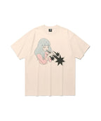 【niceghostclub】girl blowing symbol big big tee [ beige ]