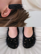 【PAES】Leather String Flat [ Black / Cheese ]