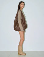 【Polysooem】WESTERN STUDDED SHOULDER BAG [ BROWN / IVORY ]