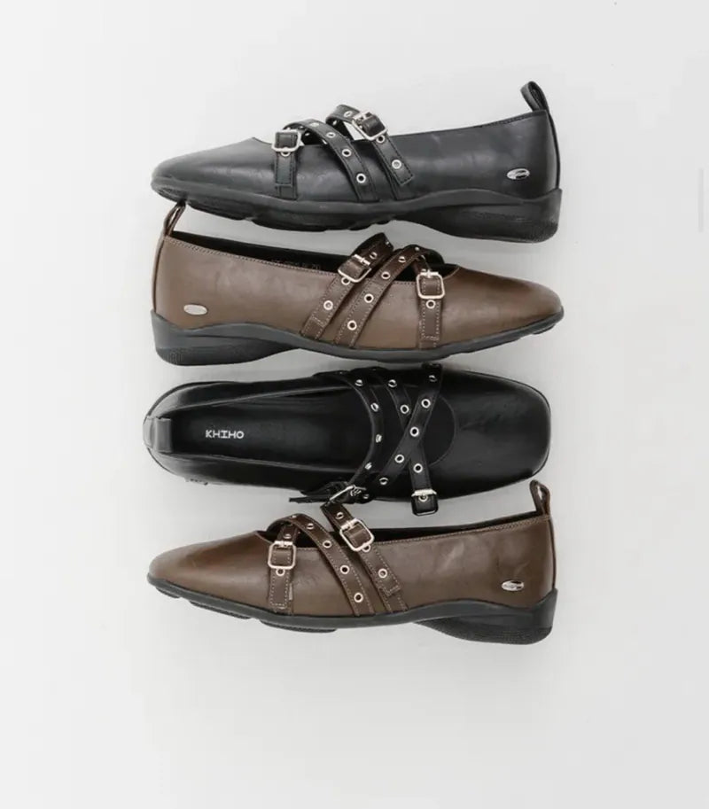 【KHIHO】Travel Flat Mary Jane [ Black / Brown ]