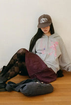 【niceghostclub】STAR SHOES GIRL HOODIE ZIP UP [ LIGHT GREY ]
