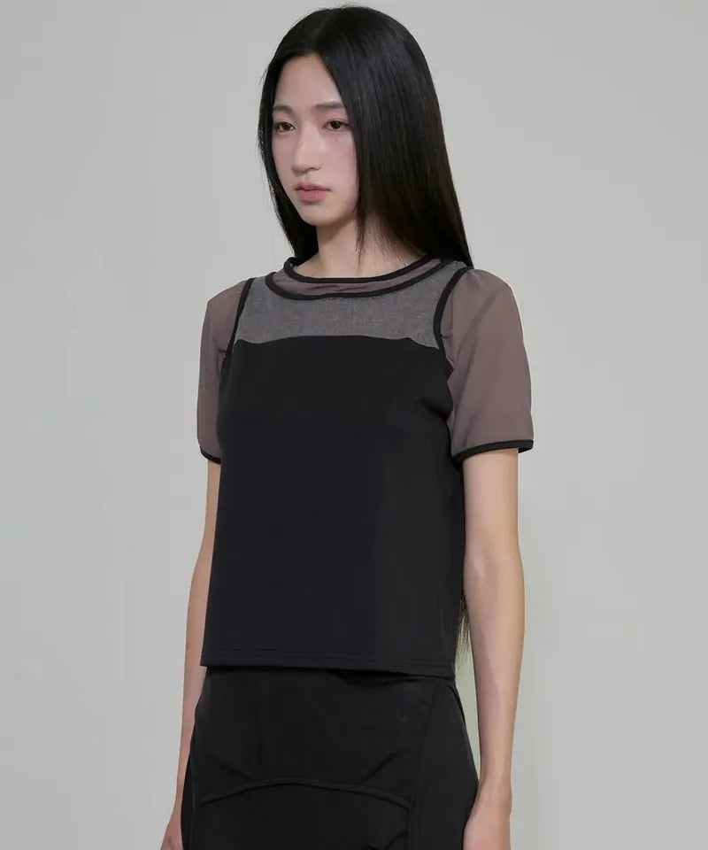 【Flare up】3-Layered T-Shirt [Black / Gray]