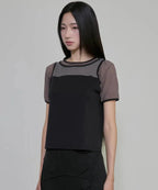 【Flare up】3-Layered T-Shirt [Black / Gray]
