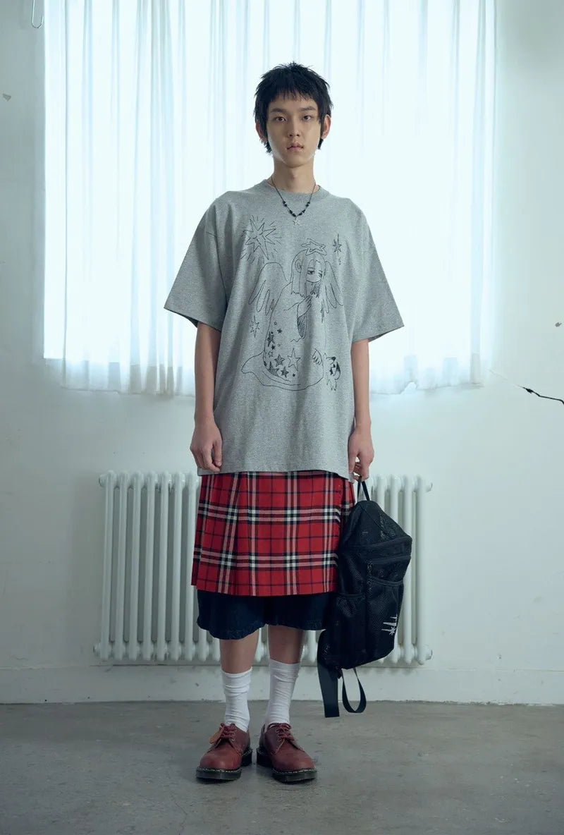 【niceghostclub】praying angel big big tee [ grey ]