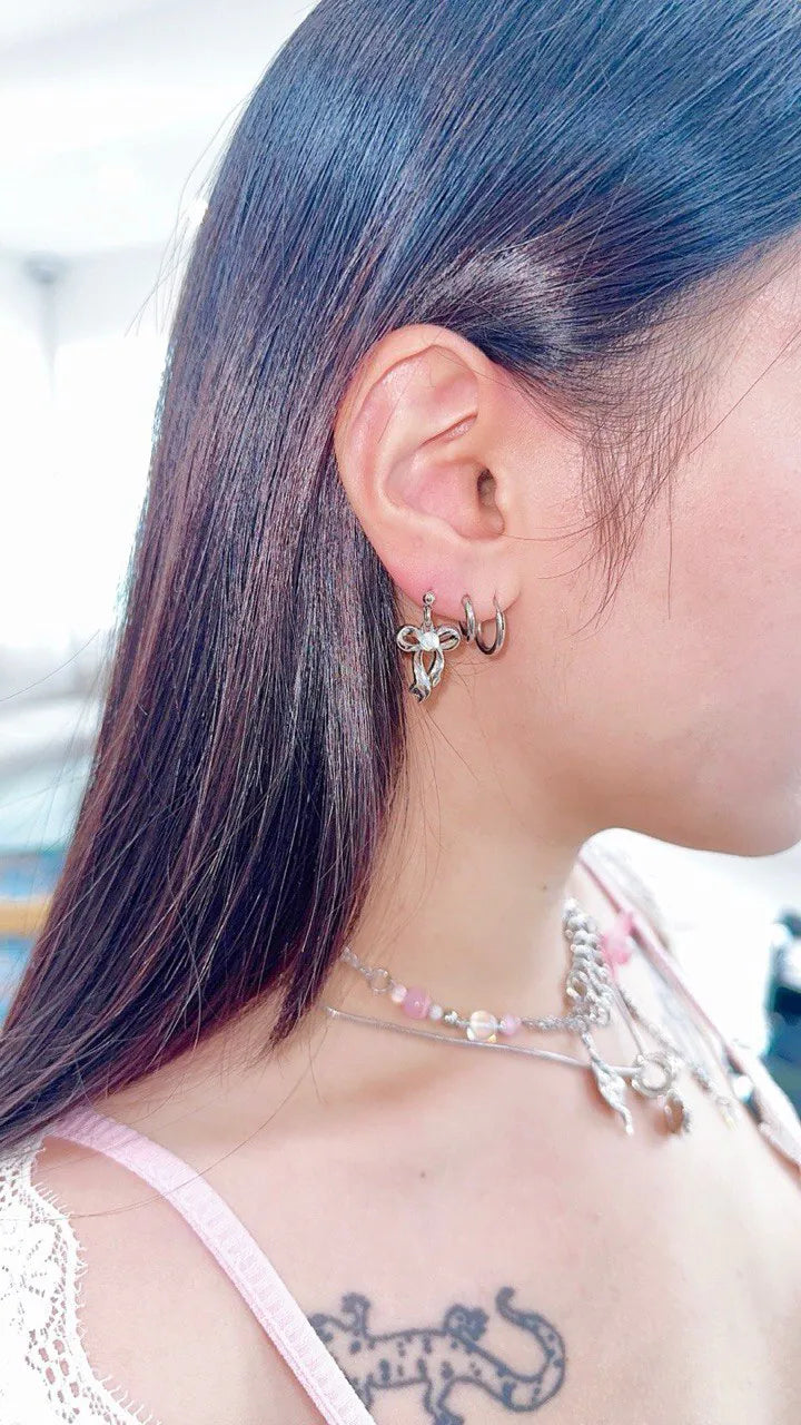 【3amgang】MOONSTONE RIBBON EARRING