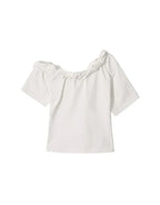 【kijun】Twist One-Shoulder Top [Off-White / Charcoal]