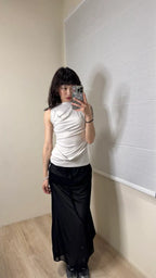 【Flare up】Draped Sleeveless Top [Black / White / Gray]
