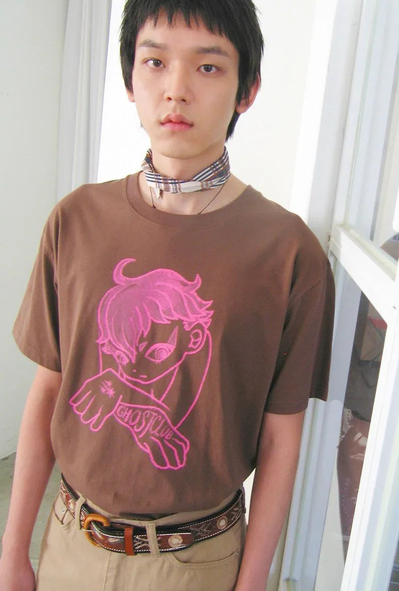 【niceghostclub】 gatekeeper hand tee [ white / brown ]