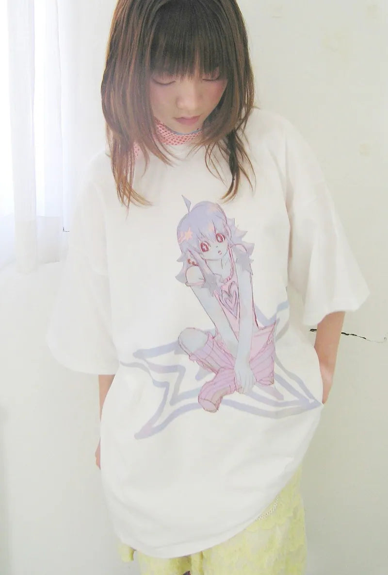 【niceghostclub】star girl big big tee [ white ]