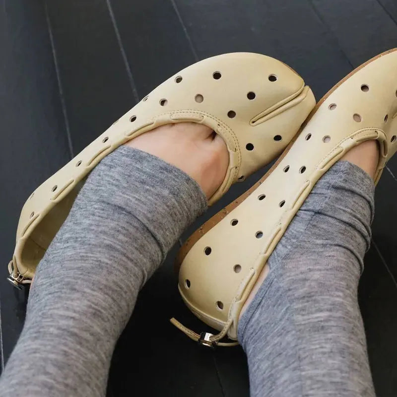 【PAES】Leather String Flat [ Black / Cheese ]