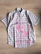 【niceghostclub】angel check big big half shirt [ blue / pink ]