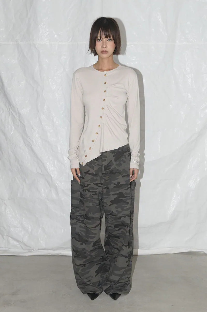 【Fancy Club】UNBALANCE SHIRRING CARDIGAN