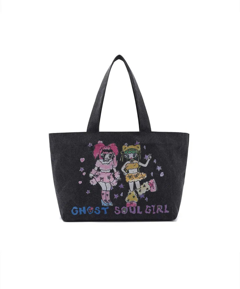 【niceghostclub】[x soulpusssy cat]ghostsoulgirl tote bag [Black / Burgundy]