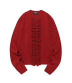 【niceghostclub】frill knit cardigan [Red / Charcoal]