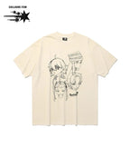 【niceghostclub】 ghost angels head sketch pigment big big tee [ WHITE ]