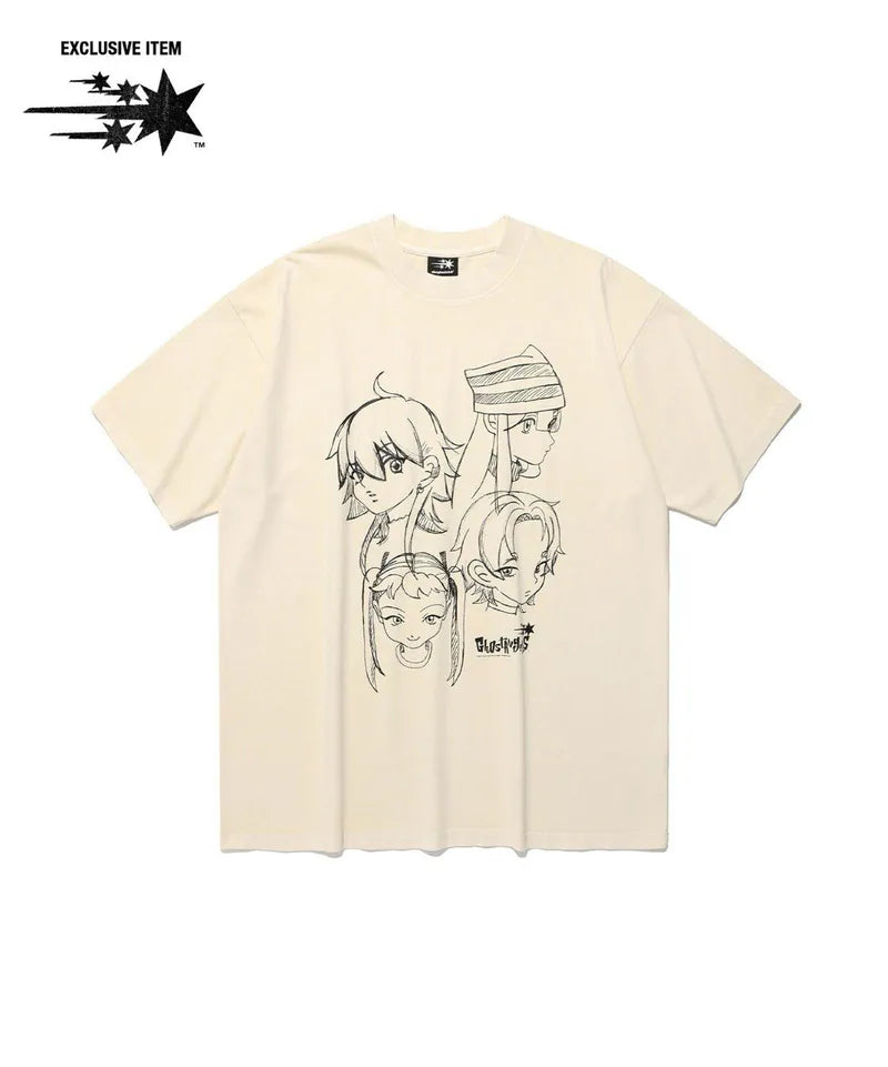 【niceghostclub】 ghost angels head sketch pigment big big tee [ WHITE ]